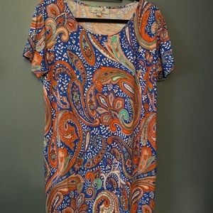 Short sleeve patterned cotton dress
